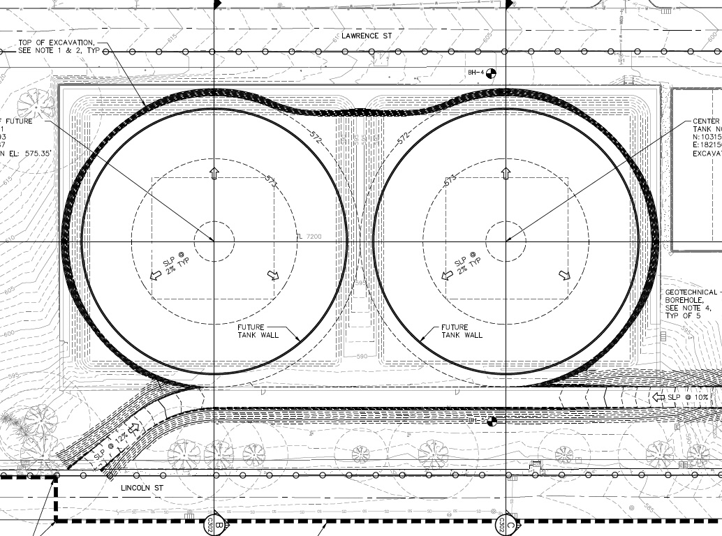 Detailed drawing of College existing structures