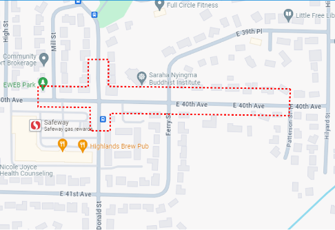 Map indicating area of construction and traffic impacts