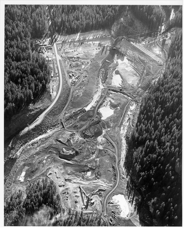 Historic image of land cleared for construction of the Carmen Smith hydro project