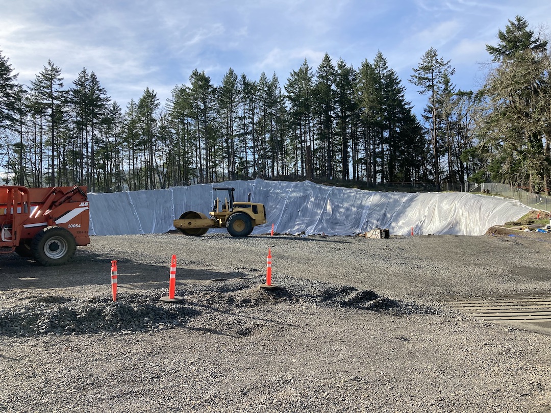 Plastic sheeting erosion control at E. 40th construction site
