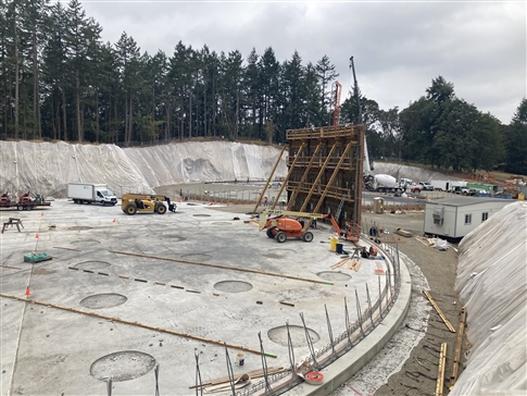 crews pour the concrete floor of a new 7.5 million gallon water storage tank in south Eugene