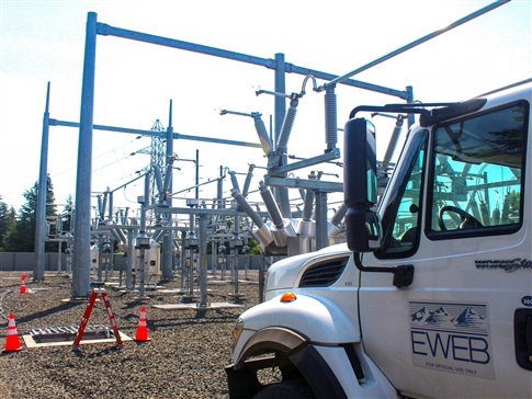 EWEB truck at the new Currin Substation constructed in 2024