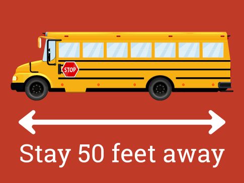 Stay about a school bus length away