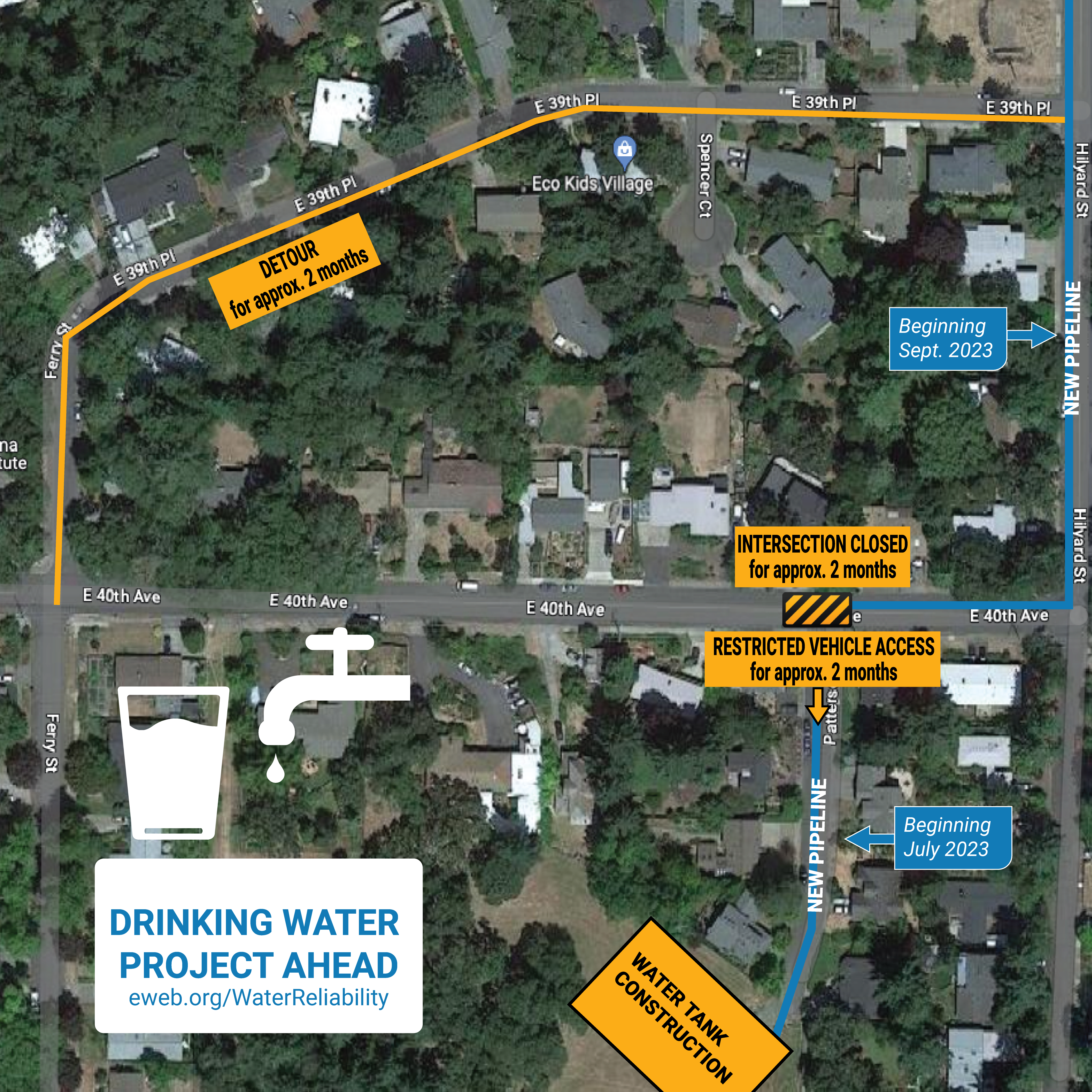 Map of Patterson St pipeline work 